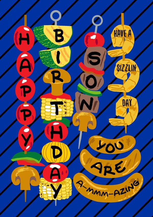 Happy Birthday son bbq card created by @squiggleinthecity