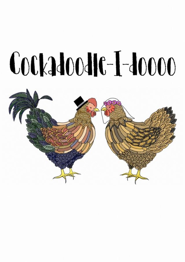Cockadoodle-I-doooo Mr & Mrs Wedding Card created by Hari & Fox