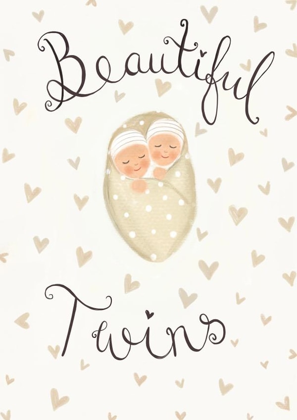 Beautiful Twins New babies Card created by Love Lucy Illustration