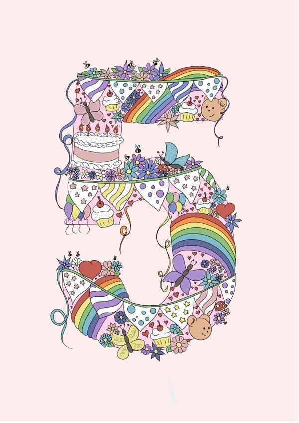 5th Birthday Girl created by Jenny Wren Designs