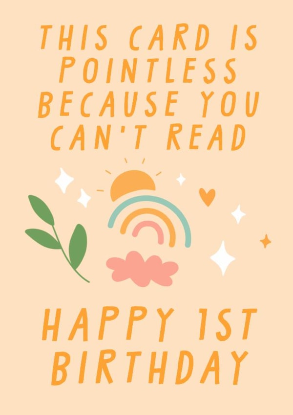 Funny 1st Birthday Card - Pointless - For Babies created by URGHH Card Co.