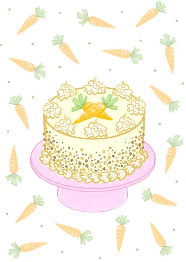 Cute carrot cake Easter or spring card created by Fantastical Fun Shop