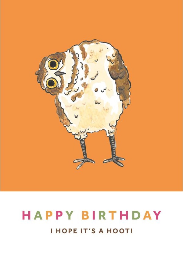 Happy Birthday Owl Pun Card - Funny Animal Bird created by Heather Hattrick