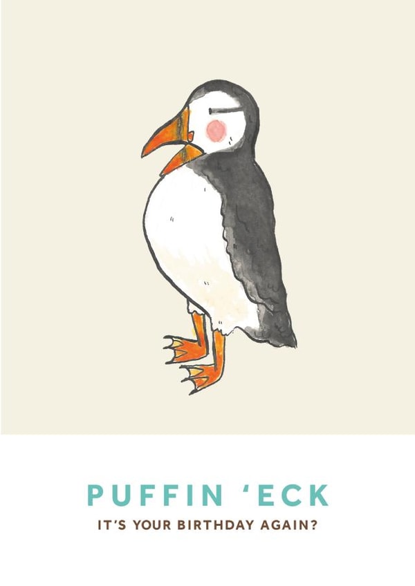 PUFFIN 'ECK - PUNNY BIRD BIRTHDAY CARD created by Heather Hattrick