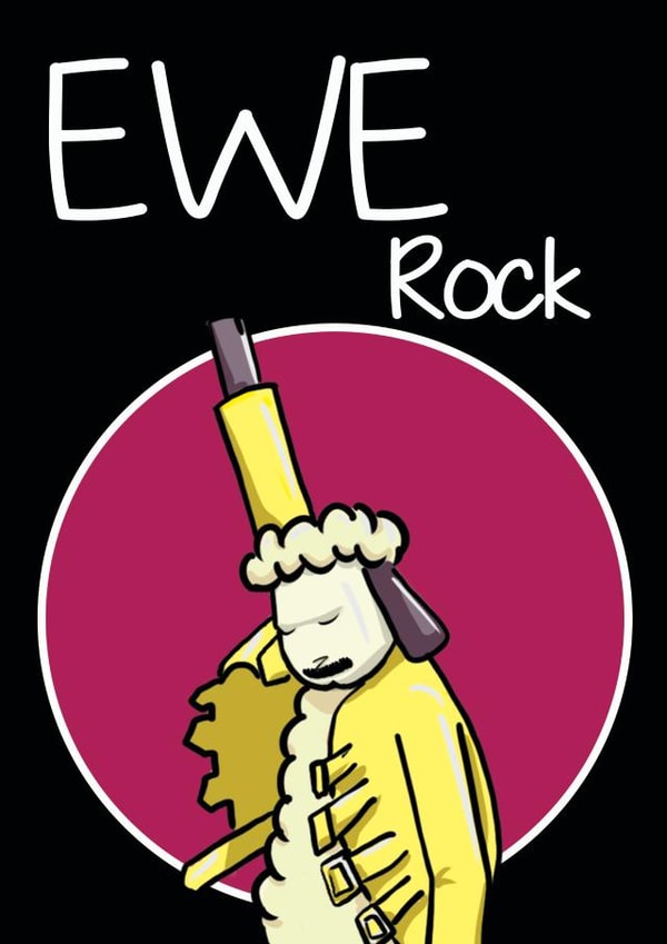 Ewe rock queen music fan card created by Cris Stewart