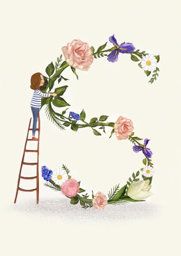 Initial Card letter S created by A-Z Initials by Love Lucy Illustration