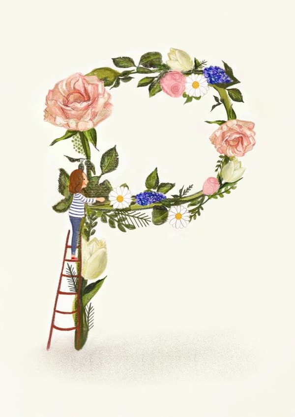 Initial Card letter P created by A-Z Initials by Love Lucy Illustration