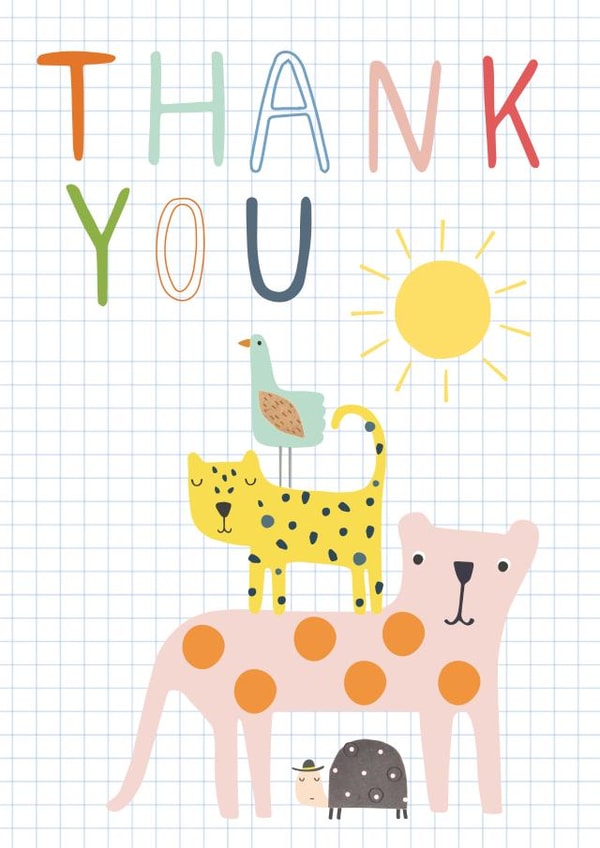 Thank you Cute Animal Card created by Sally Payne Design