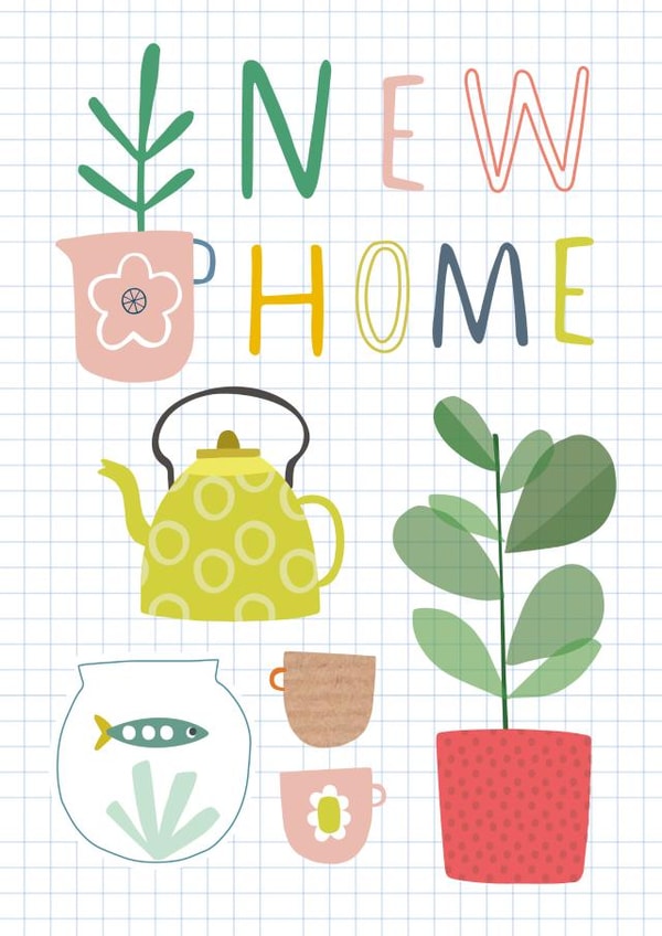 Modern New Home Card - House Plants - New Home created by Sally Payne Design