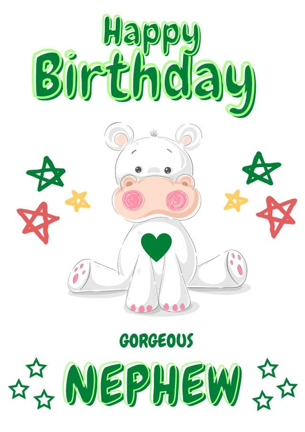Cute Hippo Green Birthday Card created by Rachel Elizabeth Designs
