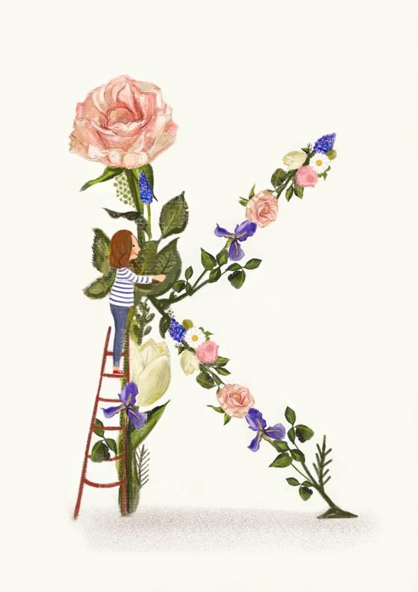 Initial Card Letter K created by A-Z Initials by Love Lucy Illustration