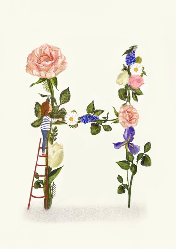 Initial Card letter H created by A-Z Initials by Love Lucy Illustration