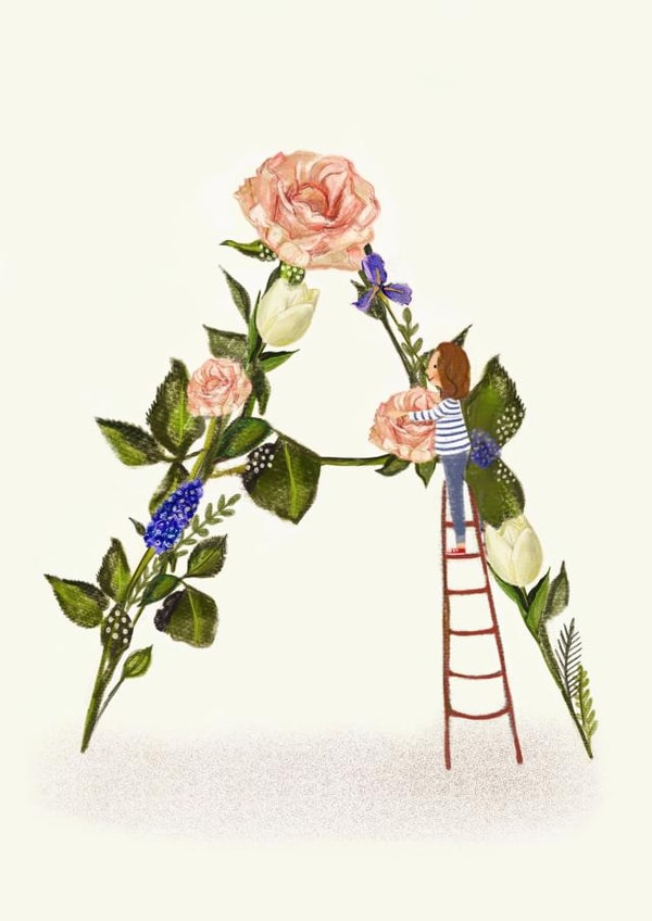 Initial Card letter A created by A-Z Initials by Love Lucy Illustration