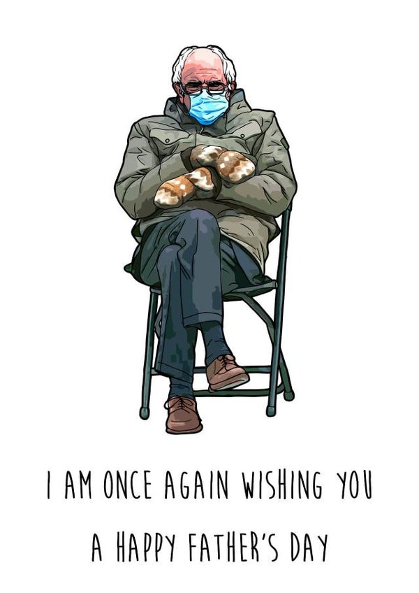 Bernie Sanders Meme Funny Fathers Day Card created by Drewit