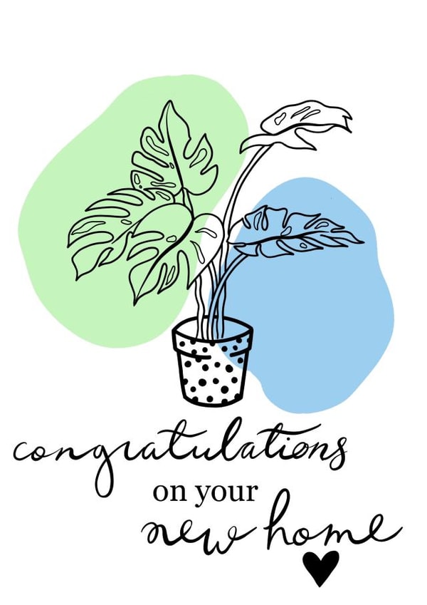Minimalist monstera cute new home card created by eamberart