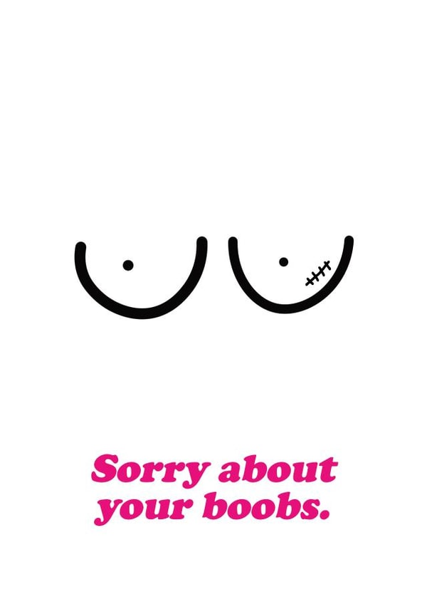 Sorry About Your Boobs card for mastectomy, lumpectomy or breast surgery. created by Fighty Pants