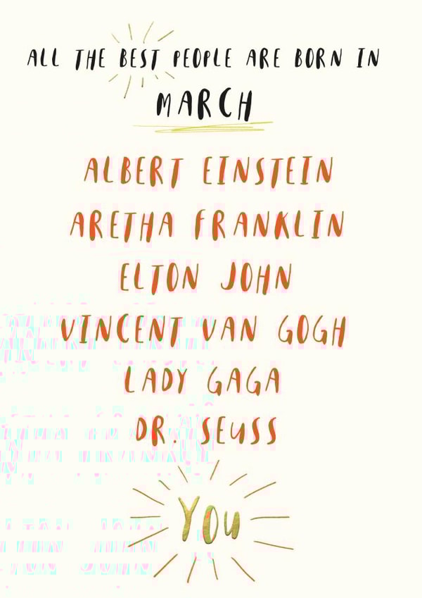 the best people are born in march created by DOTS + STRIPES