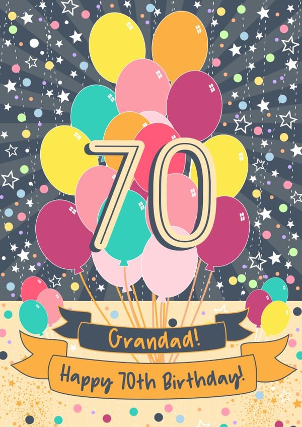 Happy 70th Birthday Grandad Balloon Card created by Little Silverleaf