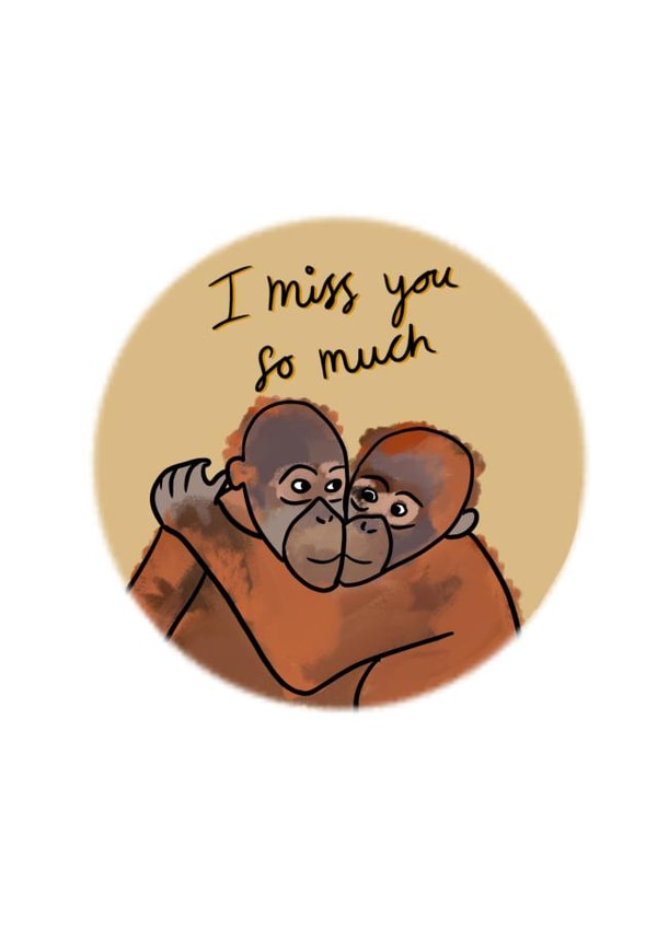 I miss you so much monkey card created by Lucy Jeffrey