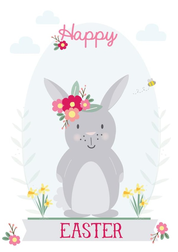 Cute Happy Easter Bunny Card created by Melmade Stationery