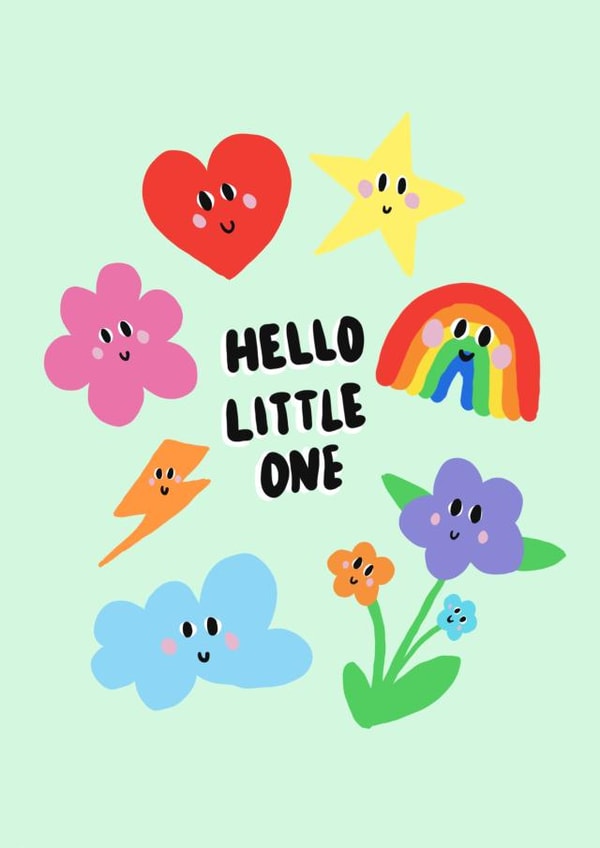 Hello Little One Colourful World Card created by Front Bum