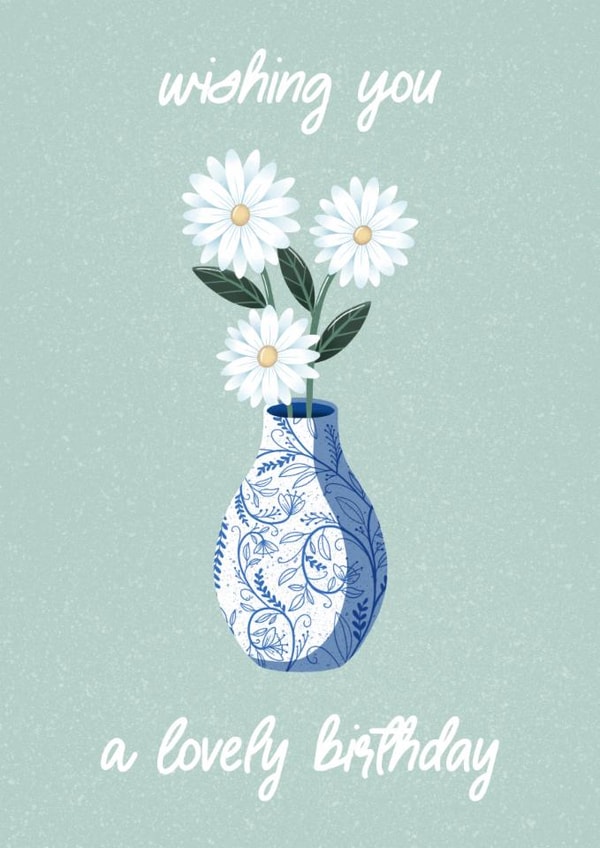 Pretty Birthday Card - Flowers - Vase created by Amy V Packham Art