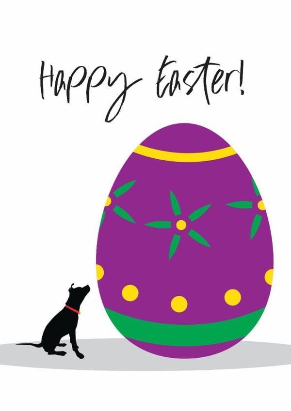 Easter Dog Looking up at Large Easter Egg card created by Jackie Ponwaye Design