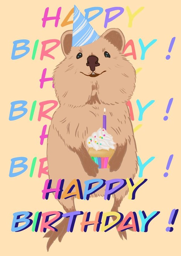 Happy Birthday from a smiling Quokka created by Anna Stanczyszyn