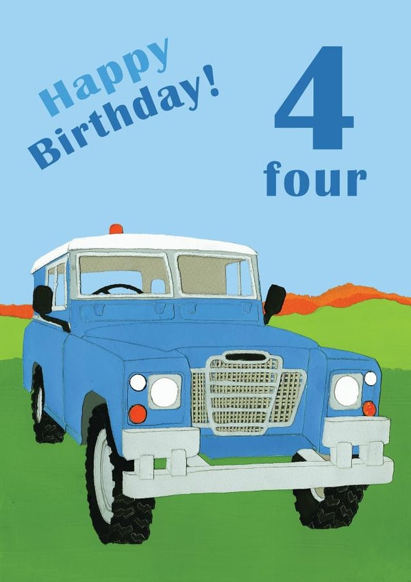 Age 4 landrover birthday card  created by lovetractors