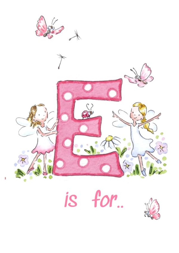 Fairy initial letter E card created by Kate Garrett