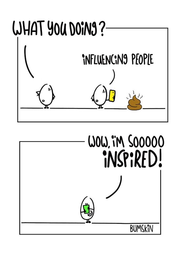 Tongue and cheek influencer card created by bumskin