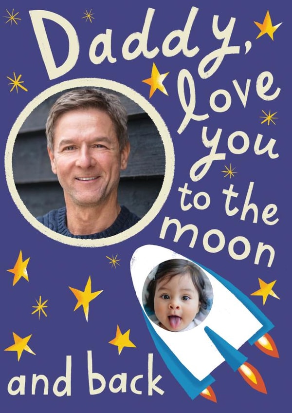 Cute Personalised Rocket Father's Day Card - For Daddy - Love You To The Moon And Back created by @AimeeStevens.Design