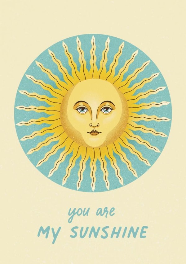 You Are My Sunshine Cute Card created by Amy V Packham Art