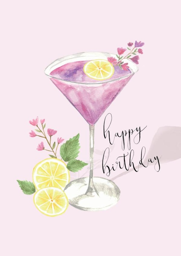 Lavender Cocktail Birthday Card created by Sage and Hart