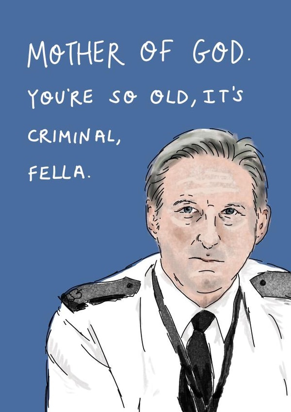 Line of Duty birthday card created by Rosie Johnson Illustrates
