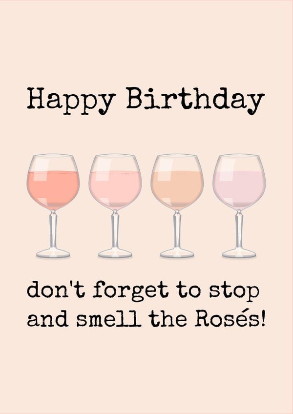 Rose wine Birthday card created by Doodle Dot Design Co