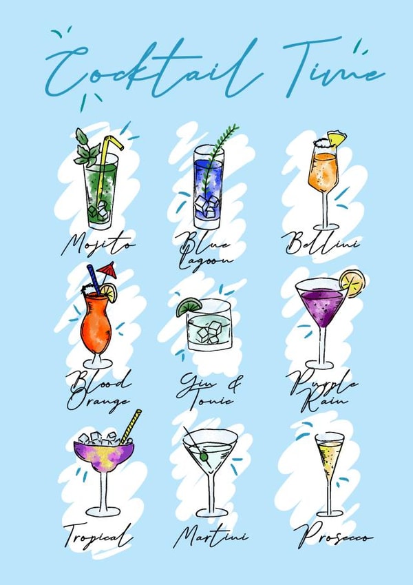 Cocktail Time Menu Birthday Card created by Jasmine Violet