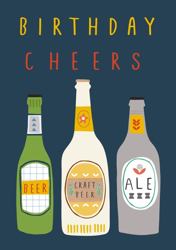 Classic Birthday Card - Beers - Birthday Cheers created by Sally Payne Design