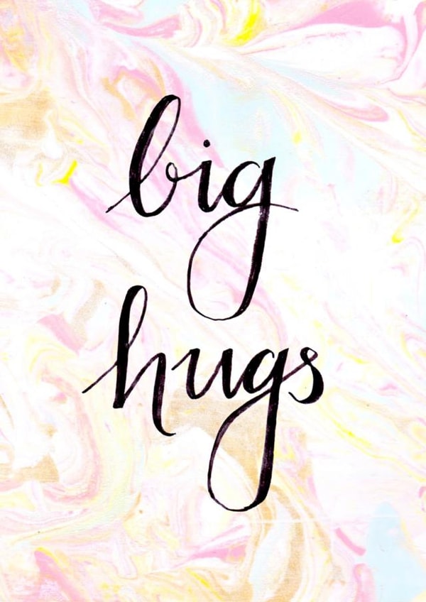 Big Hugs Card with marbled background created by Little Red Apple