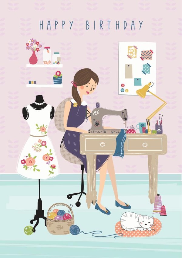 Sewing Birthday Card 1001 created by Little Stringers