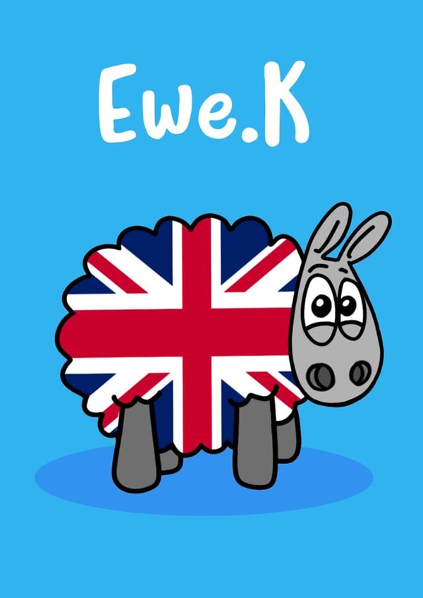 Ewe.K - punny British sheep card created by Eweniverse