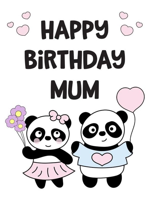 Panda Birthday Card for Mum created by Crystal Star Gift Shop