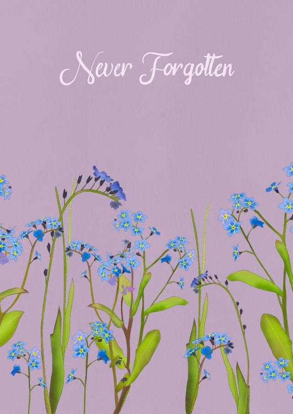 Adult’s sympathy Forget-Me-Not flower card created by mvk_prints