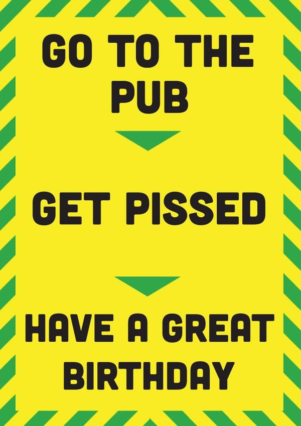 Happy birthday go to the pub card created by Jolly Ginger Cards