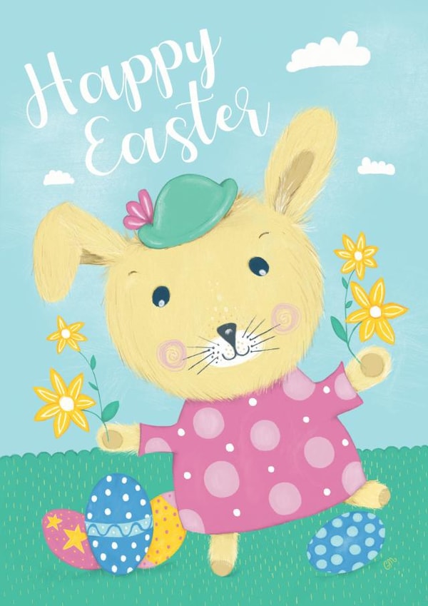 Happy Easter cute bunny card created by Georgina Moir