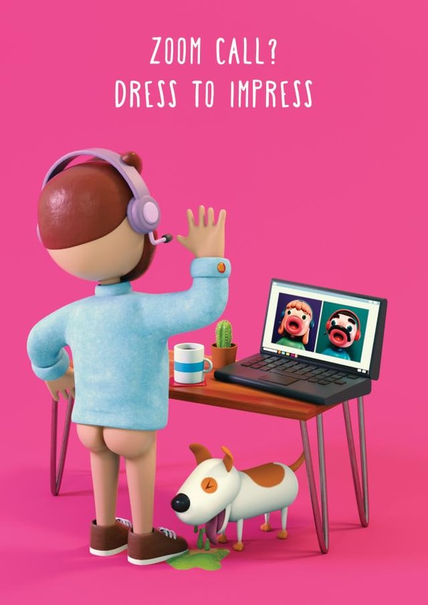Naked zoom call birthday card created by FUNTZ