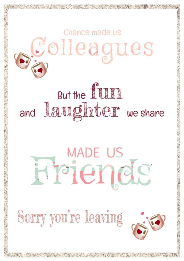 Sorry you’re leaving card for work colleagues created by Unique Greeting Cards, Gifts & Stickers