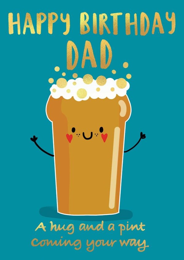 A pint and a hug for Dad created by NICHOLA COWDERY ILLUSTRATIONS