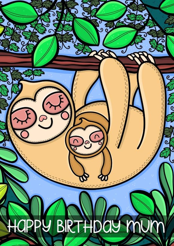 Cute Sloth Mum and Baby Sloth created by Lois Fitzy