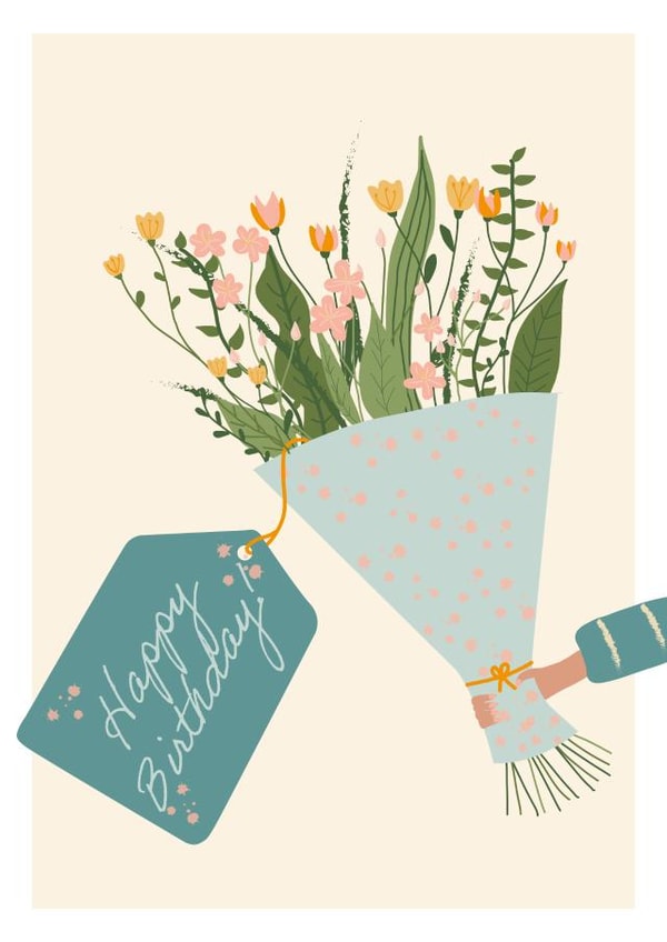Pretty Birthday Card - Bunch Of Flowers - For Her created by Abby Nair Art
